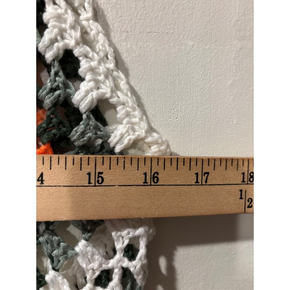 Handmade Crochet Fringe Boho Crop Top With Multicolor Diamond Pattern - Picture 7 of 9